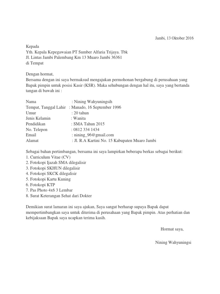 Kop Surat Pt Sumber Alfaria Trijaya Tbk Contoh Kop Surat