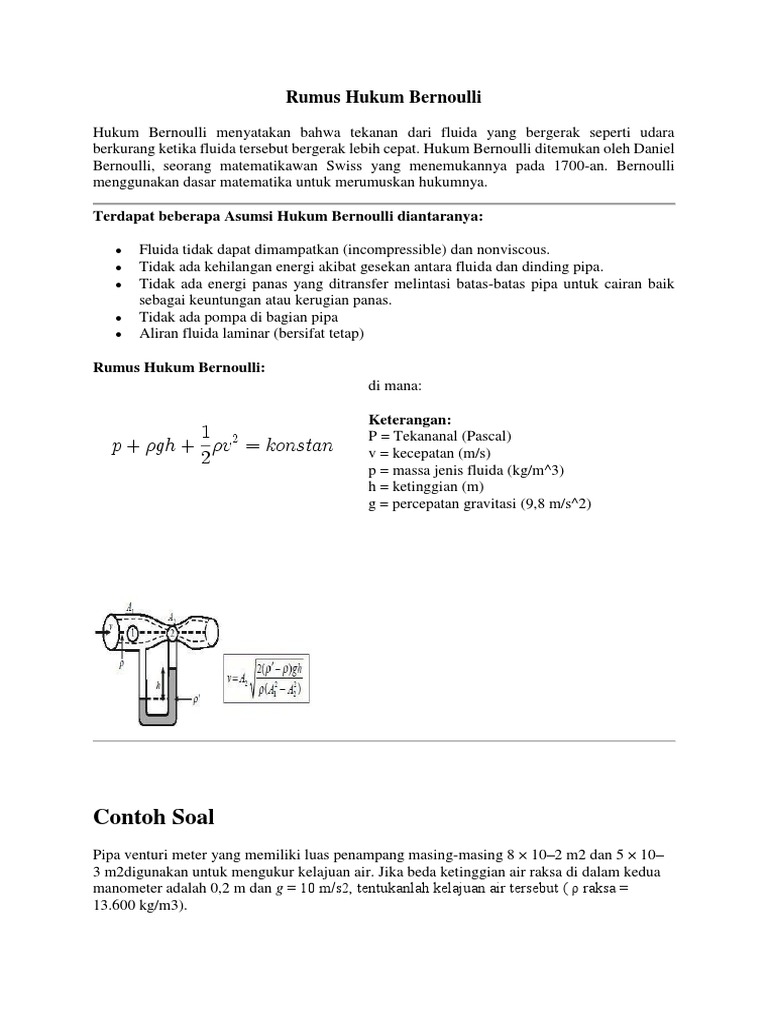 29++ Contoh Soal Fisika Tentang Asas Bernoulli Kumpulan