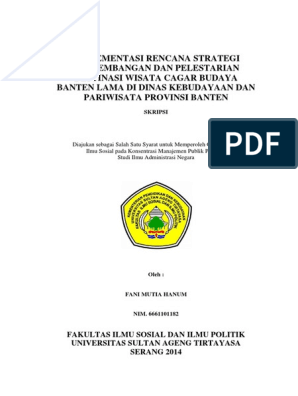 Ane - Implementasi Rencana Strategi Pengembangan Dan Pelestarian Destinasi Wisata Cagar Budaya Banten L | Pdf