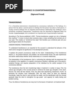 Transference Introduction Pdf Psychoanalysis Clinical Psychology