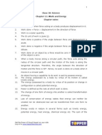 Class IX: Science Chapter 11: Work and Energy Chapter Notes Key Learning