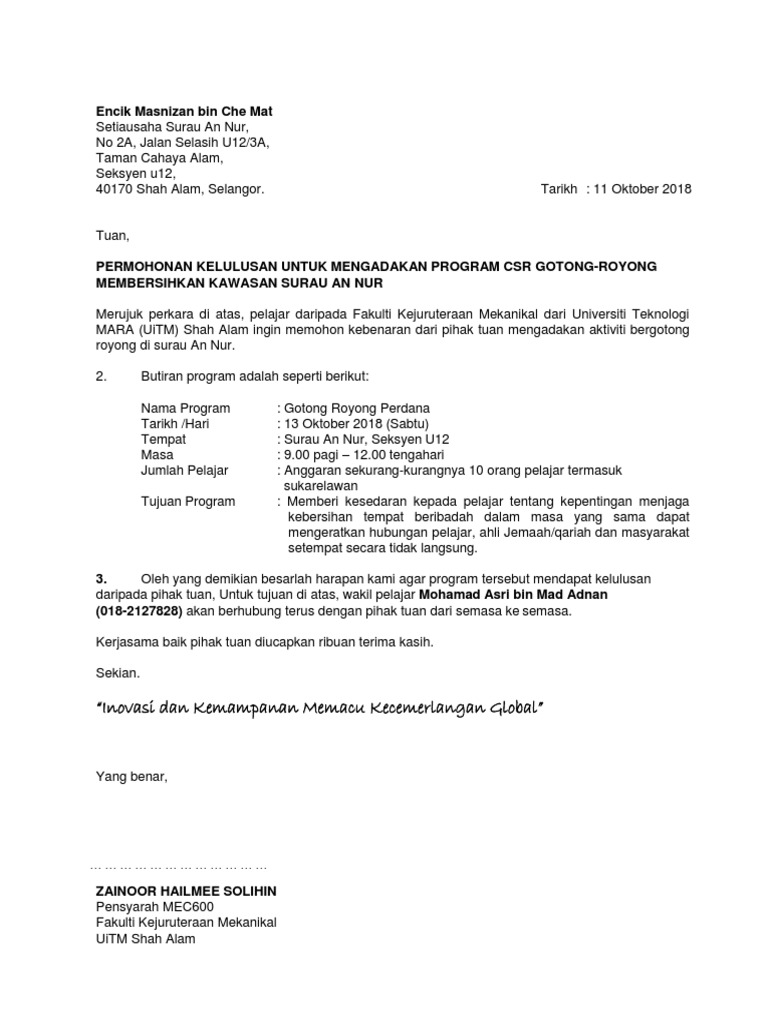 Surat Rasmi Csr Pdf Pdf