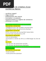 Liste de Documents Constitution de Societe
