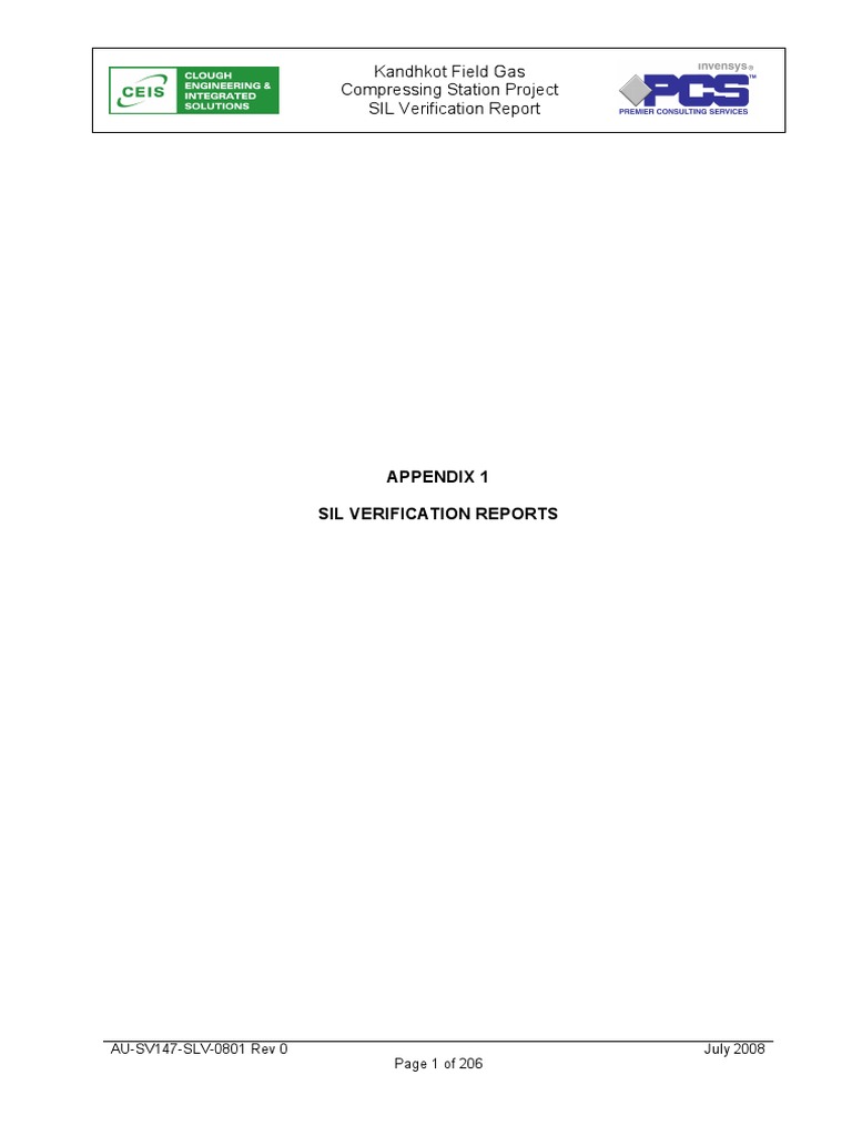 Sil Verification Report Pdf Valve Gases