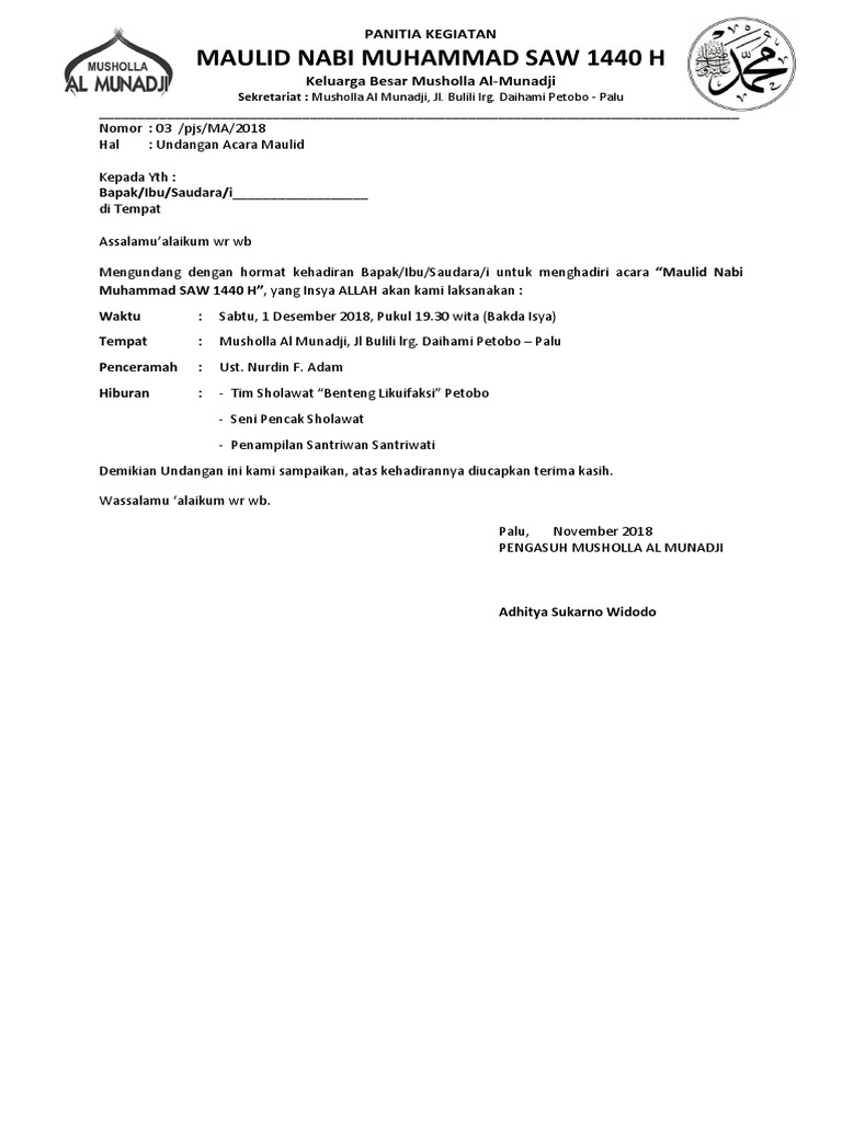 83 Koleksi Contoh Undangan Acara Maulid Nabi Saw Gratis Terbaru