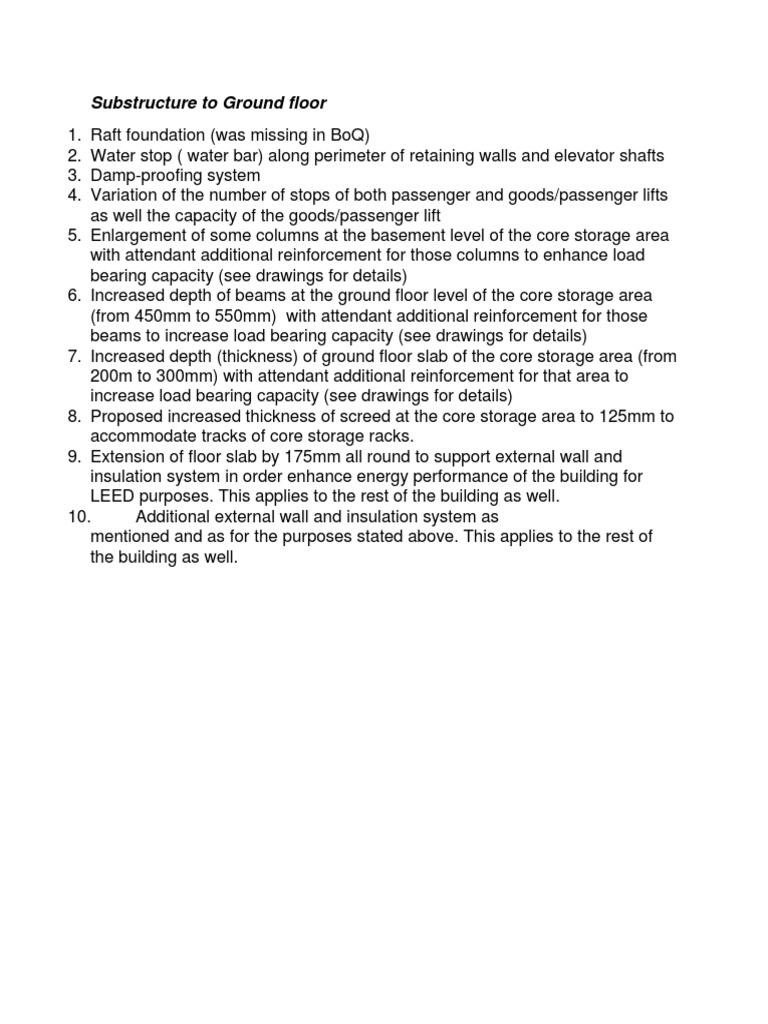 Substructure To Ground Floor | PDF