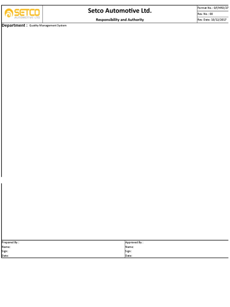 Setco Automotive Quality Management System | PDF
