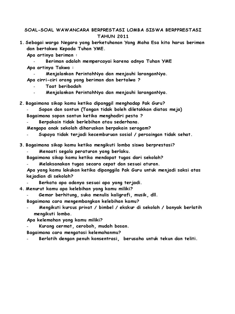 Soal Wawancara Dan Kepemimpinan