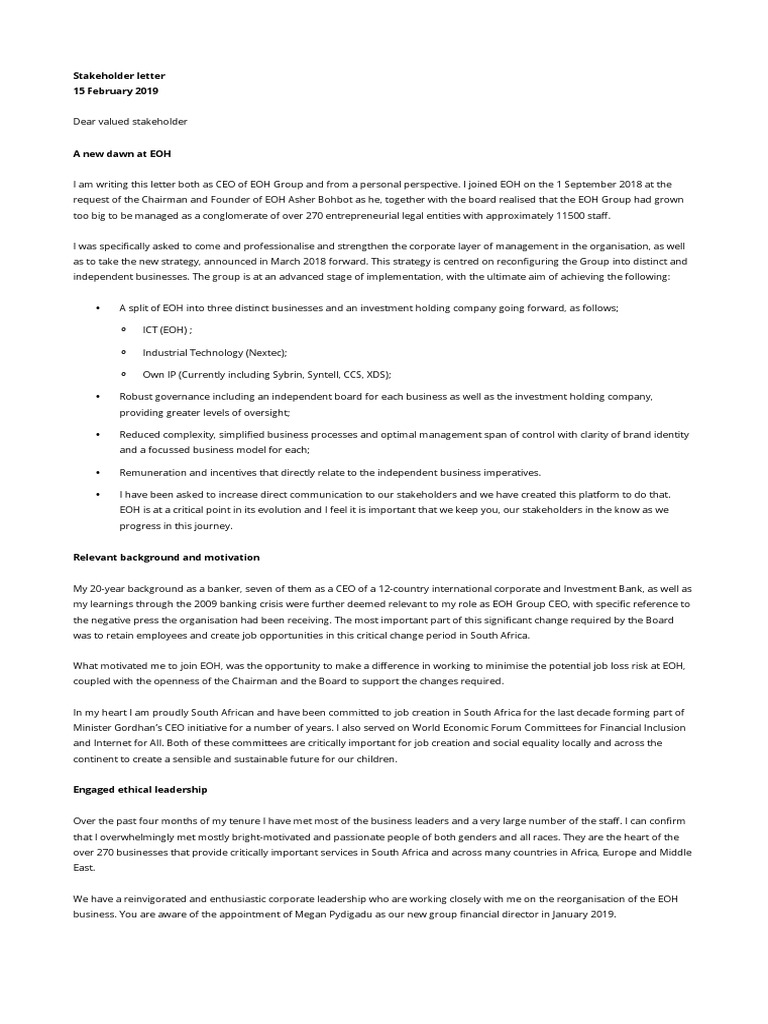 EOH Stakeholder Letter Governance Stakeholder (Corporate)