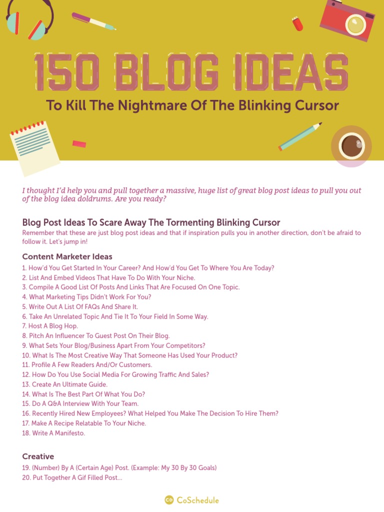 150 Bonus Blog Ideas | PDF | Blog