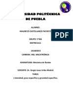 Mecanica de Fluidos Tarea 1 Mauricio Castellanos