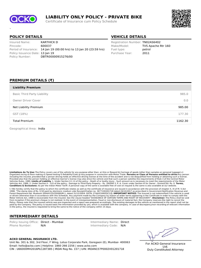 Ackopolicy Dbtr00000915276 00 Liability Insurance Insurance