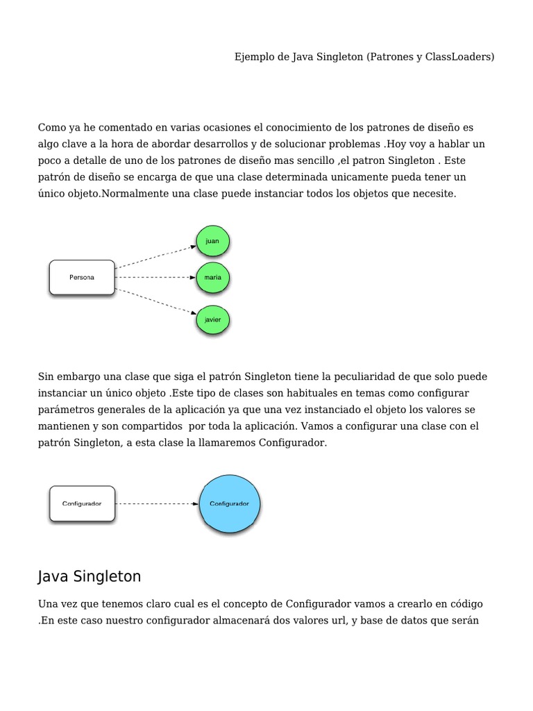 Configurador Singleton en Java | PDF | Objeto (informática) | Java ...