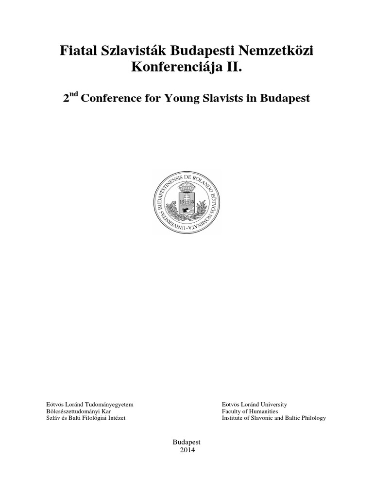 2nd Conference For Young Slavists In Budapest PDF | PDF