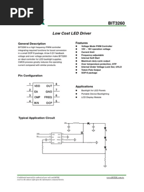 Bit3260 1 Pdf Backlight Electrical Circuits