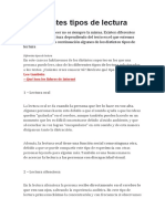 7 tipos lectura: oral, silenciosa, superficial, selectiva, comprensiva, crítica, recreativa