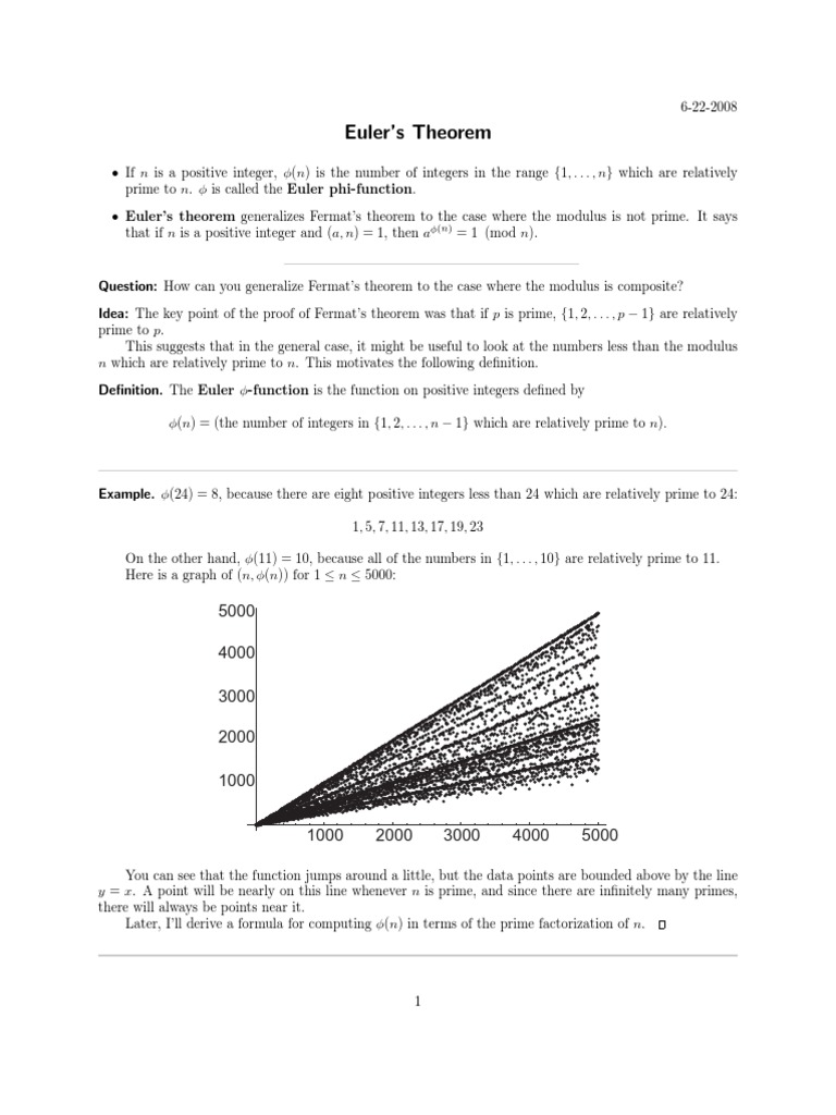 Euler theorem pdf prime number numbers