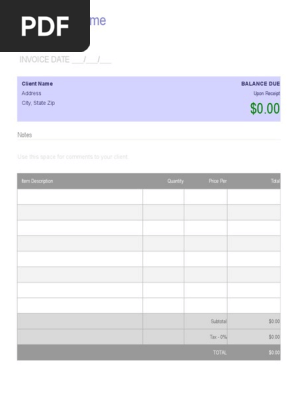Generic Blank Invoice Template
