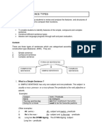 Topic 4 Sentence Types: Learning Outcomes