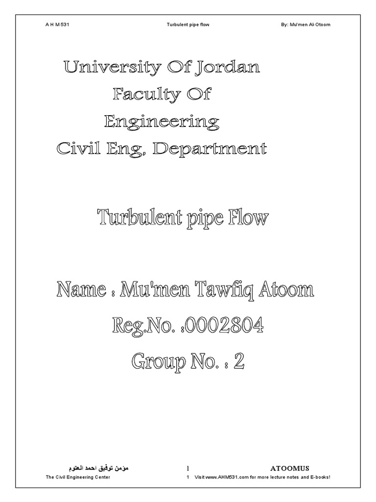 Turbulent Pipe Flow Analysis | PDF | Turbulence | Fluid Mechanics