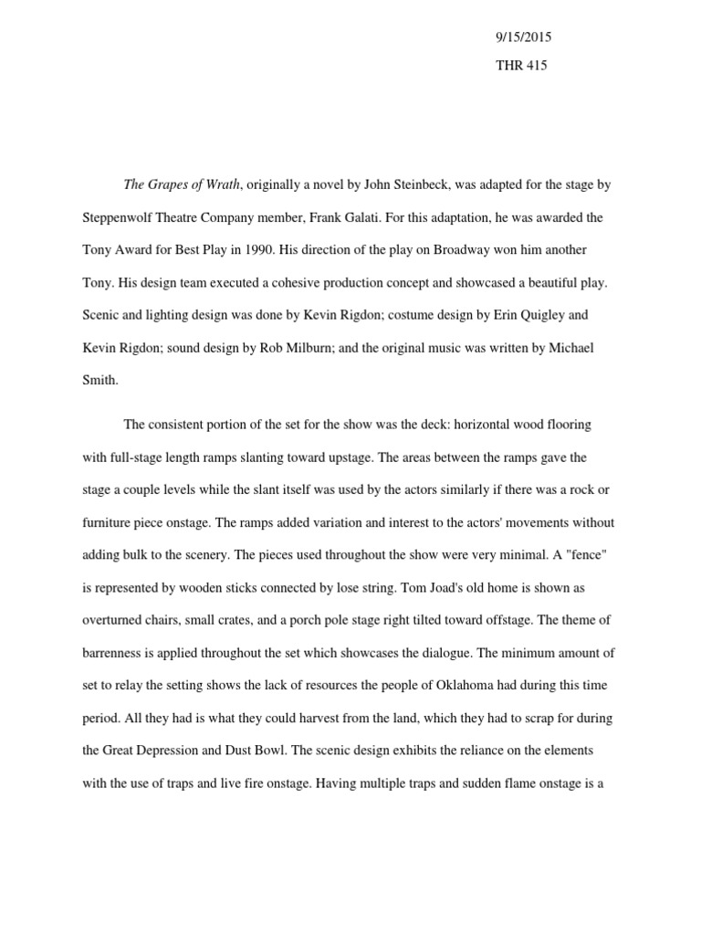 THR 415 The Grapes of Wrath PDF Theatre Entertainment (General)