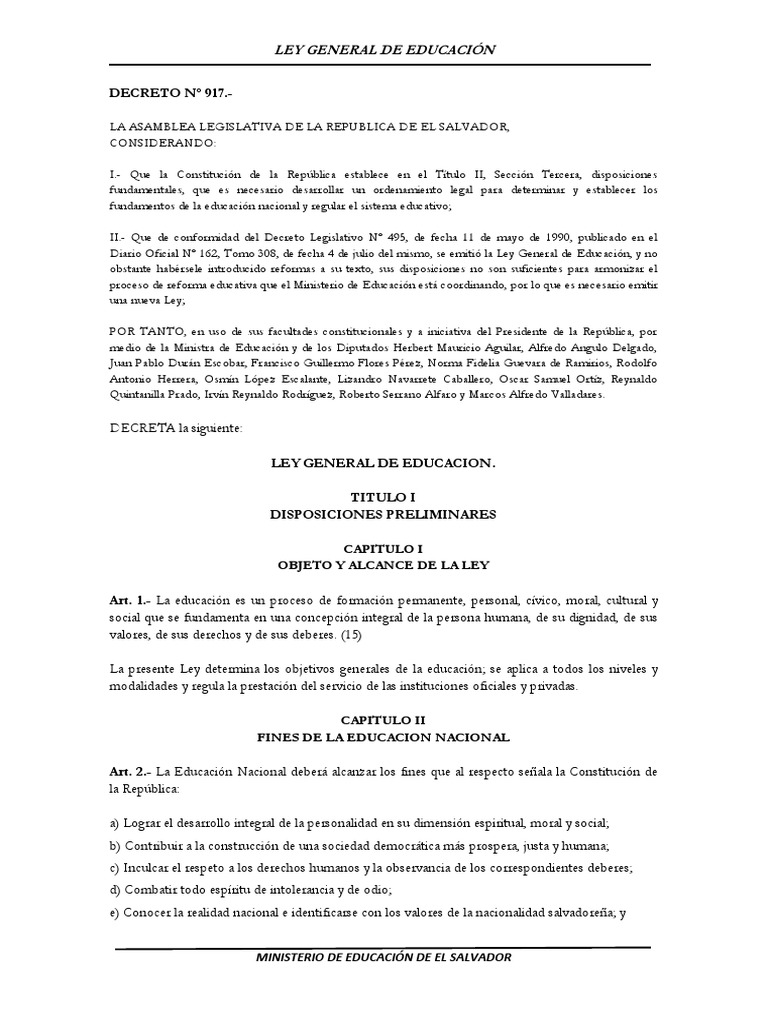 Ley General de Educación PDF | PDF | Educación de la primera infancia ...