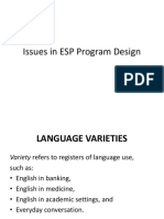 Issues in ESP Program Design