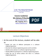 Lecture 02: The Waterfall Model: Course Leader(s) : Ms - Sahana.P.Shankar