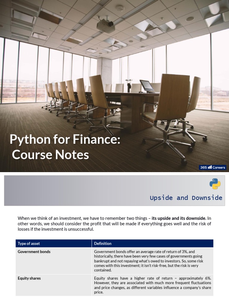 Python for Finance: Upside and Downside Risk Return | PDF | Capital ...