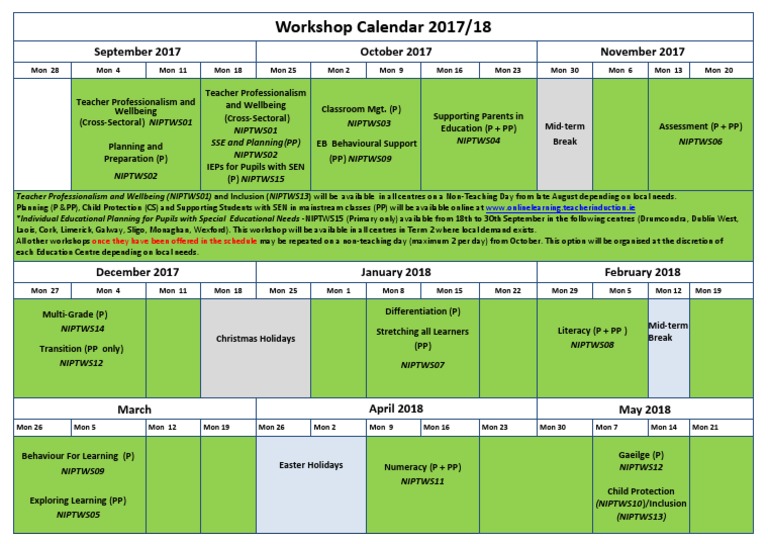 2017/18 Teacher Workshop Schedule | PDF | Inclusion (Education) | Change