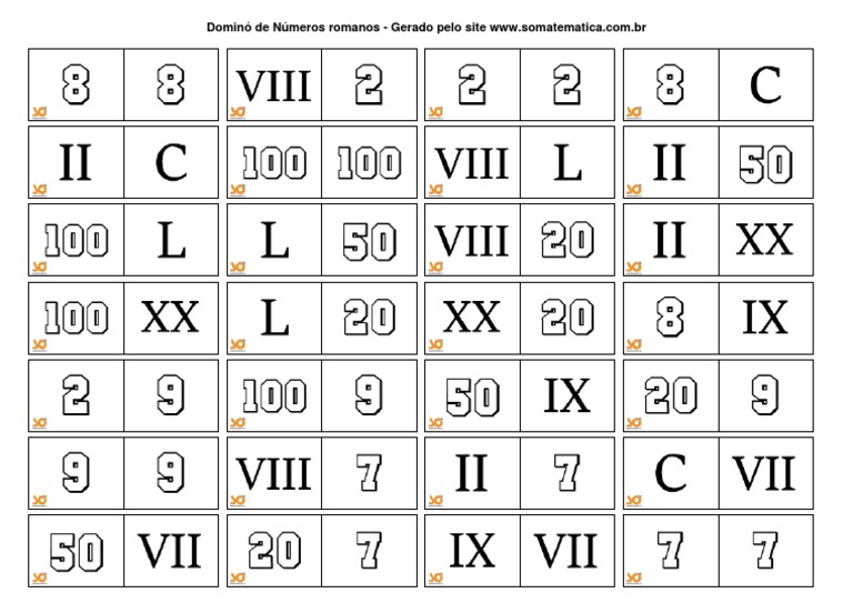 Dominó de Numeração Romana | PDF
