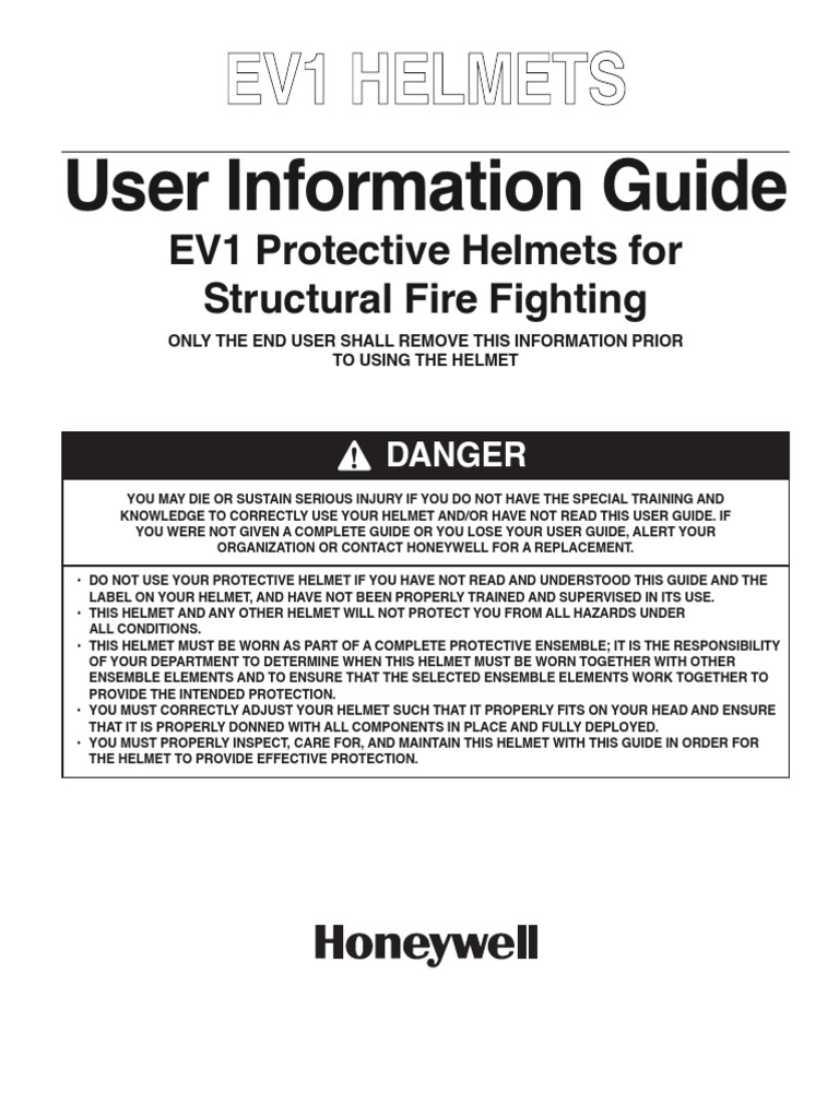 Helmets NFPA 1971 EV1 User Guide Firefighting Washing Machine