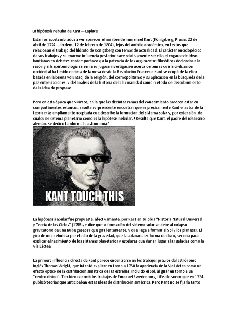Hipótesis Nebular de Kant | PDF | Tierra | Immanuel Kant