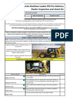 F2-Series Backhoe Loader PDI Pre-Delivery Dealer Inspection and Check List