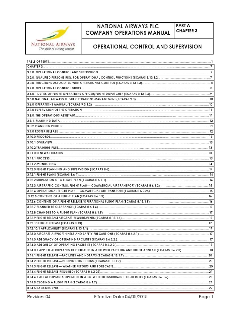 Operational Control Manual Overview | PDF | Instrument Flight Rules ...