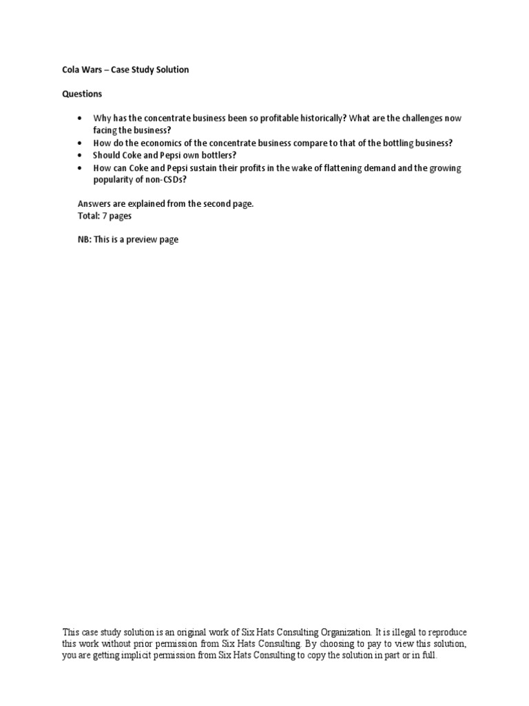 Cola wars case study harvard pdf picture