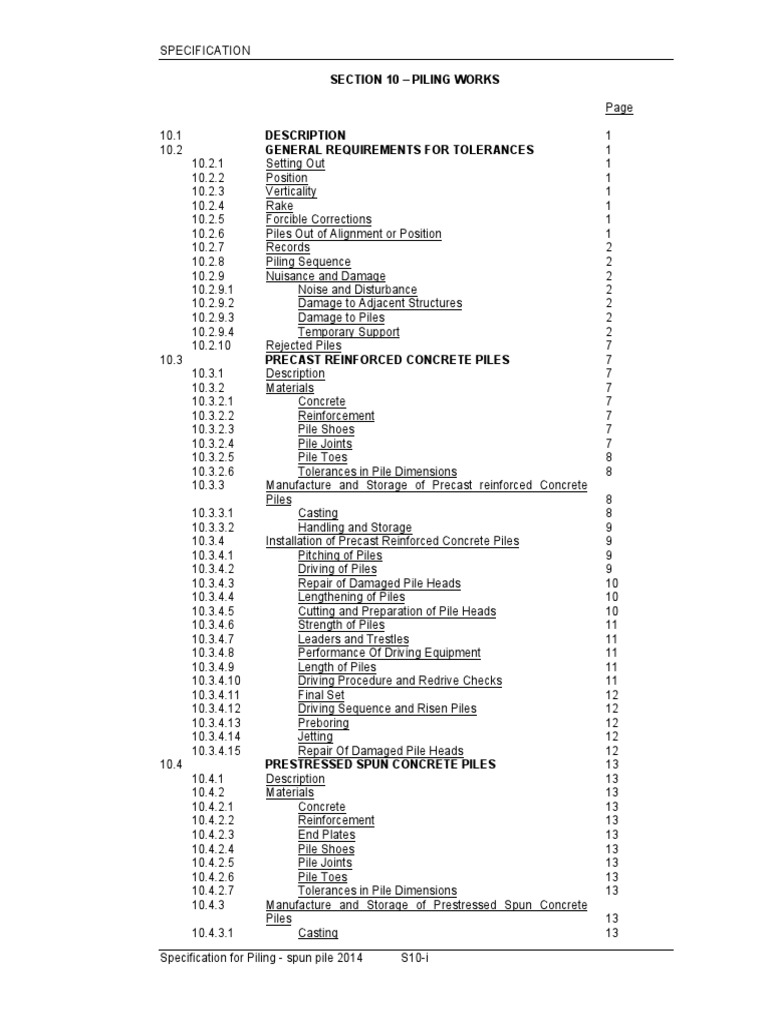 Spun Pile Installation Specification 2014 | PDF | Deep Foundation ...