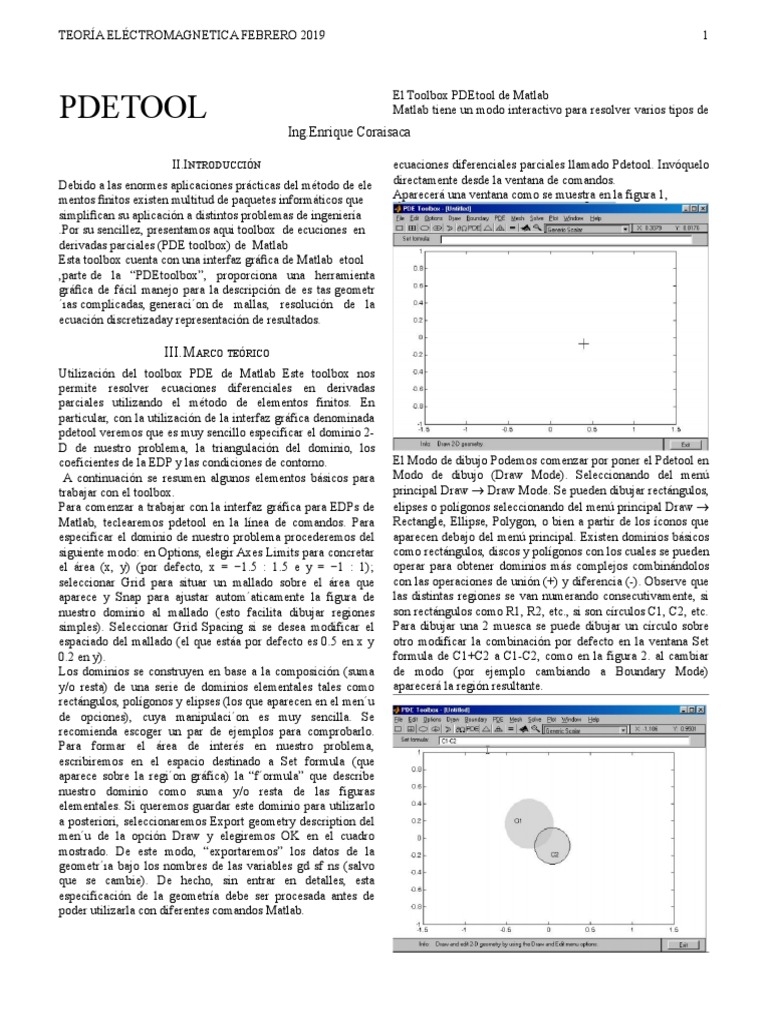 Uso de PDEtool en Matlab | PDF | Ecuación diferencial parcial | Objetos ...