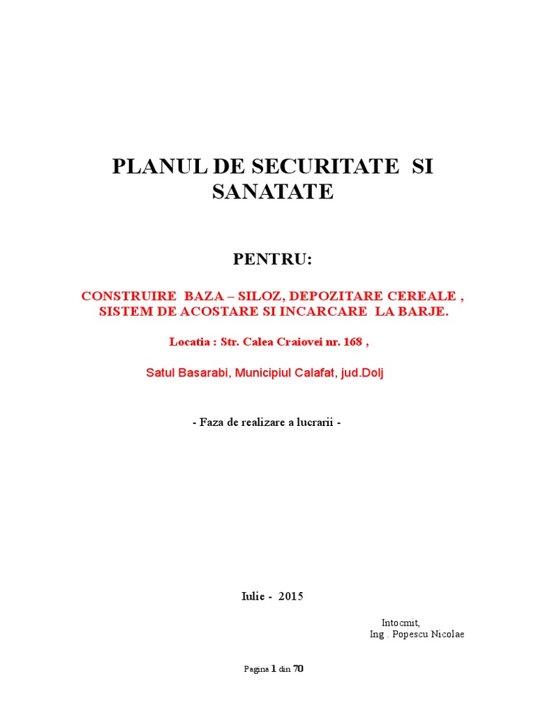 Plan SSM Siloz Calafat | PDF