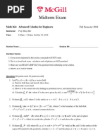 Midterm Exam: Math 264: Advanced Calculus For Engineers