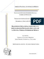 Diagnóstico Situacional Enfocado A La Especialidad de Psicología Educativa de La Escuela Normal Superior de México