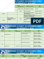 Calendar of Activities SSG