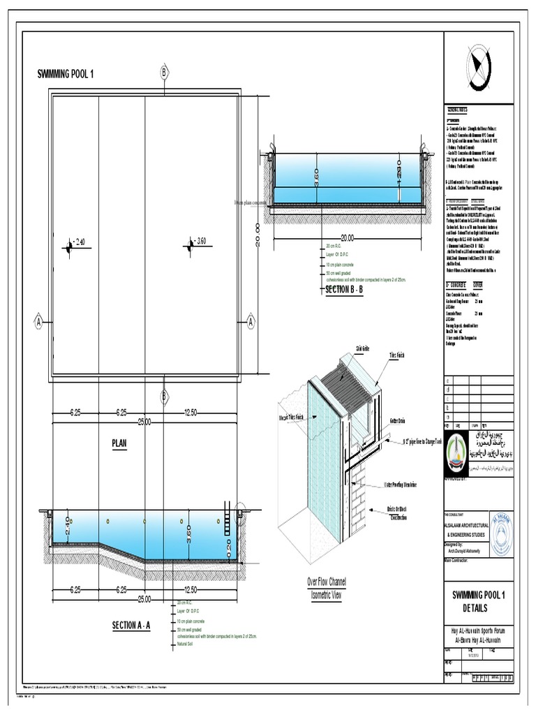 Swimming Pool 1: Section B - B | PDF | Concrete | Reinforced Concrete