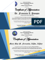Certificate of Appreciation: Dr. Francisco A. Panopio