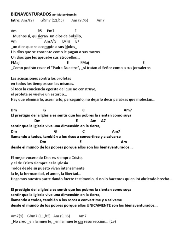 Letras Y Acordes Bienaventurados