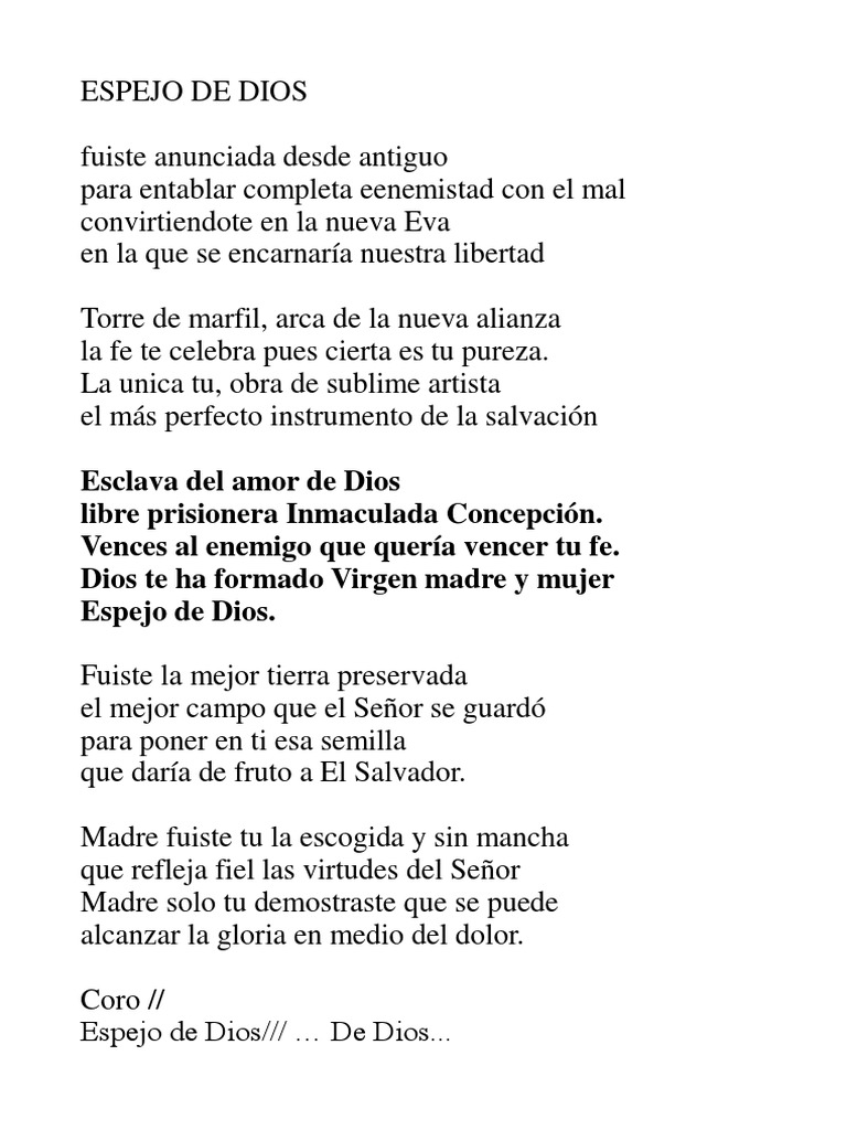 Letra Espejo de Dios | PDF