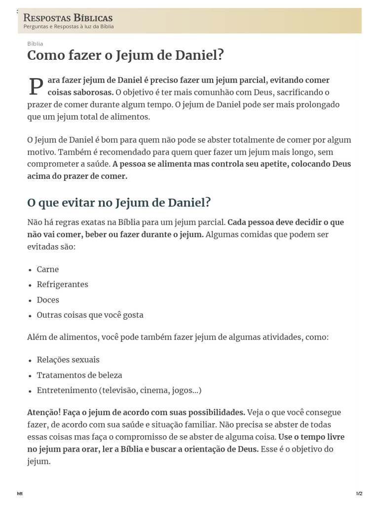 Como Realizar o Jejum de Daniel | PDF | Jejum | Daniel (personagem Bíblica)