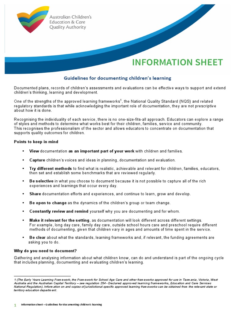 Guidelines For Documenting Children S Learning Pdf Evaluation