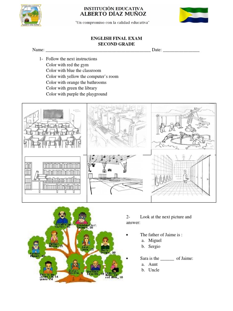 English Final Exam Second Grade | PDF