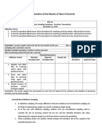 Documentation of The Results of Tests of Controls